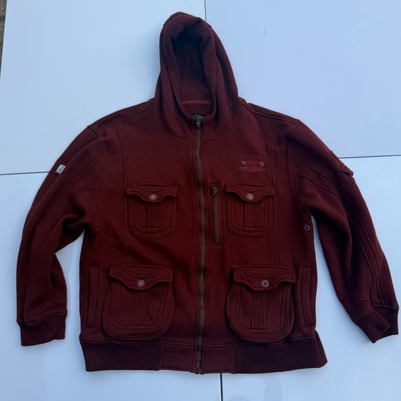 Maroon Fleece Men's Jacket - Picture 1 of 3
